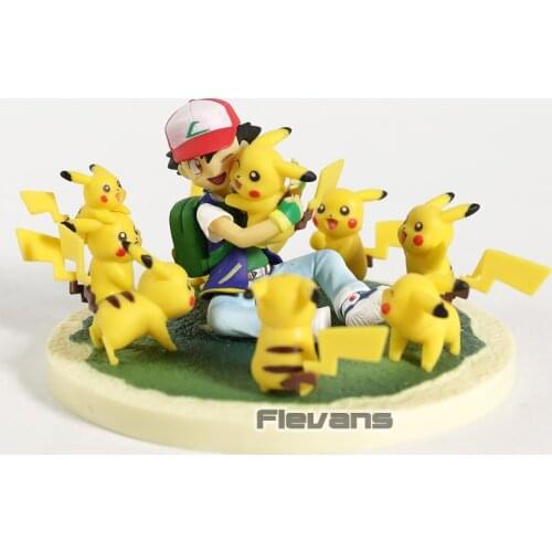 Pokemon Ash Ketchum Satoshi & Pikachu PVC Figure Collectible Model Toy