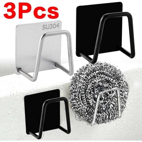 Kitchen Sponges Holder Self Adhesive Sink Sponges Drain Drying Rack 304 Stainless Steel Storage Holder Kitchen Sink Accessories