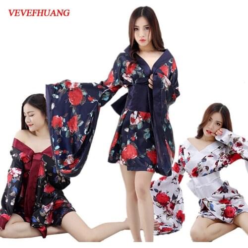 VEVEFHUANG Japanese Style Silk Print Kimono Traditional Yukata Cosplay Batwing Sleeve Loose Casual Women Cardigan