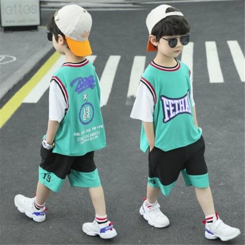 Children Boys Basketball Clothes Sets Summer Kids Casual T-shirts Shorts Breathable Sportswear Tracksuits For Baby Boy 5 6 7 8Y