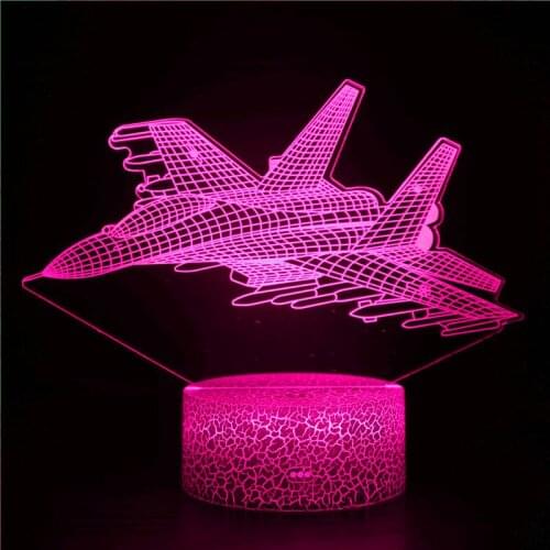 3d Illusion Led Night Light Acrylic Airplane Model Nightlight Gift for Kids Child Bedroom Decoration Colorful 3d Lamp Bedside