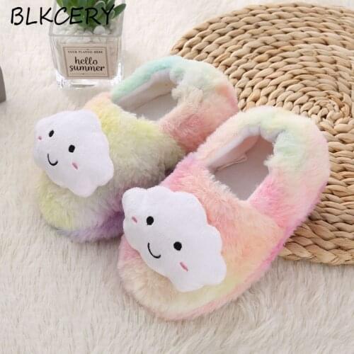Fashion Brand Toddler Girl Slippers for Baby Loafers Plush Warm Colorful Cloud Children Home Shoe Little Kid House Footwear Gift