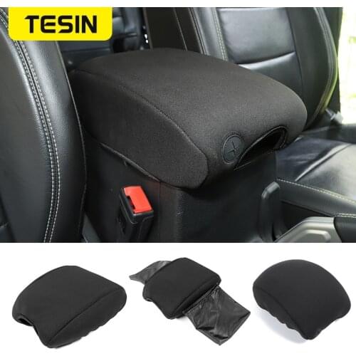 TESIN Armrests Pad for Jeep Wrangler JL 2018 Up Car Seat Armrest Box Pad Cover Storage bag for Jeep Wrangler JL Car Accessories