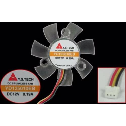Y.S TECH YD125010EB DC 12V 0.19A Dia. 45mm C.T.C 26mm 3-wire Server Cooling Fan