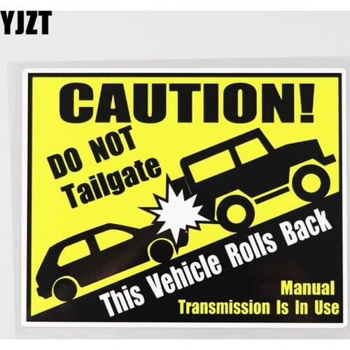YJZT 12.2CM×9.7CM Funny Roll Back Warning Decal Watch Out PVC Car Sticker 12C-0064