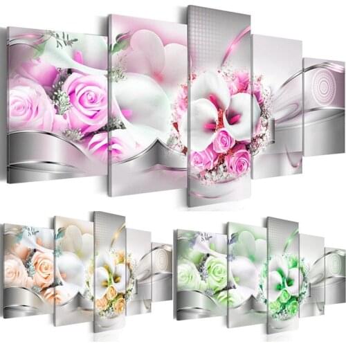 Yellow pink Green flowers rose full drill square diamond painting new 2019 round diamond embroidery mosaic diamond art