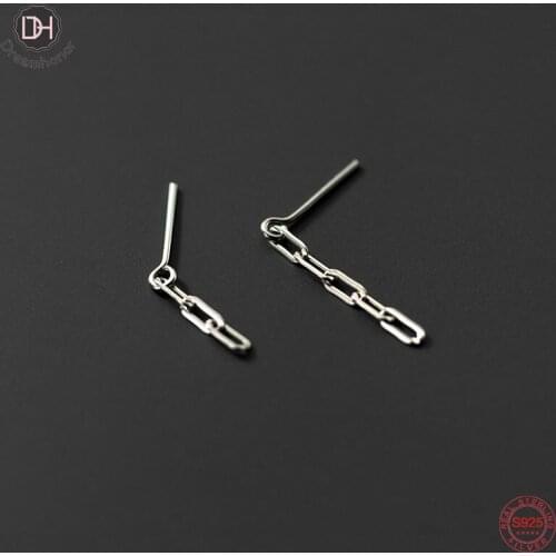 Dreamhonor Punk Style Asymmetric Silver/Gold Simple Hollow Chain Ear Stud Earrings For Girls Party Gifts Jewelry