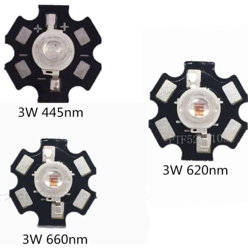 10pcs 3W 45mil EPILEDS Chip Deep Red 660nm Red 620nm Royal Blue 445nm LED Bead Diodes Plant Grow Light Lamp With 20mm base