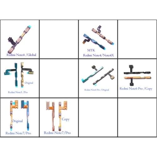 10pcs/set Original Copy quality Power On off Volume Side Button side button strip Flex Cable for Xiaomi Redmi Note 4 5 6 7