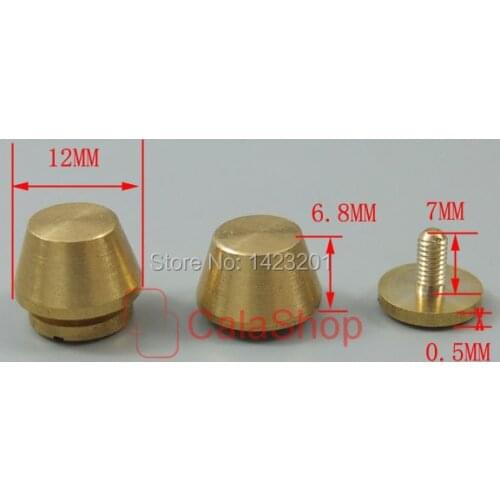 12MM X 8MM 20 pcs / Lot Solid Brass Screw Head Screw back Feet Purse Handbag Nailheads Spike Spot Stud Free Shipping F353