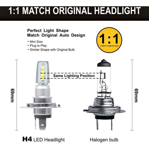 2X H4 Car LED Headlight Bright Hi/Lo Beam Fog Lamp 110W 20800LM Waterproof With Halogen/xenon Headlamp Bulb Car Lights