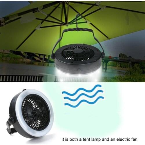 2 in 1 Outdoor Camping Hiking Travel Lantern Tent Hanging LED Lamp Cooling Fan