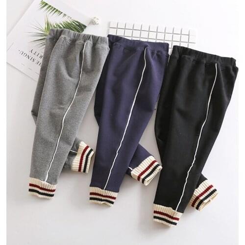 2021 New Children Pants Spring Autumn Cotton Thicken Striped Threaded Fashion Pants For Boys Girls Kids Pants 3-8 Year