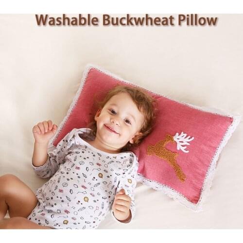 30x50cm 100% Washable Buckwheat Pillow Orthopedic Neck Pillows Cotton Embroidered Washable Cover Kids Children Sleeping Pillow