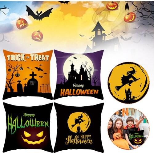 4PCS/Set Halloween Decorative Throw Pillow Covers Natural Linen Pillowcase For Sofa Home Decor Halloween Pillowcase Cover