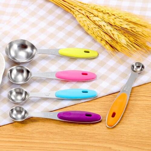 5PCs/Set Stainless Steel Measuring Handle Spoon For Kids Baking Measuring Tool Children Baby Tableware Dinnerware Kitchen Tools