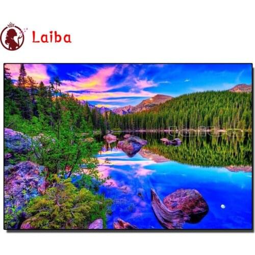Lake Landscape DIY 5D Diamond Painting Diamond Embroidery Nature Scenery Cross Stitch Kits Full Round Drill Mosaic Home Decor