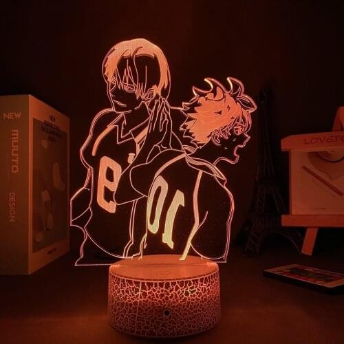 Anime Haikyuu Manga Shoyo Hinata Figure for Kids Bedroom Anime Decoration Valentines Day Gift 3D Lamp Haikyuu Sensor Light