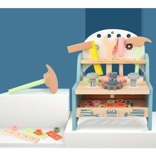 Kids Wooden Attractive Interactive Exquisite Workmanship Workbench Tools Set Multicolor Mini Simulation Children Play Toy