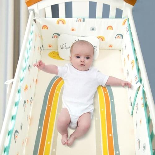 Baby Bed Bumper For Newborns Baby Room Decoration Thick Soft Crib Protector For Kids Cot Cushion With Cotton Cover Detachable