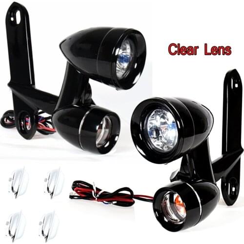 Gloss Black Fairing Mounted Driving Lights Turn Signals For Harley Touring 1996-2011 2012 2013 Electra Street Glide FLHX