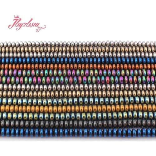 2x4mm Smooth Rondelle Shape Bead Hematite No Magnetic Natural Stone Beads For Necklace Bracelet Jewelry Making 15" Free Shipping