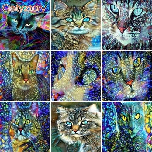 GATYZTORY DIY HandPainted Oil Painting Paint By Numbers For Adults Children Cat Animals Picture Colouring Unique Gift Home Decor