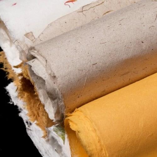 50sheets Chinese Painting Xuan Paper Half Ripe Yunlong Xuan Paper Calligraphy Paper Handmade Crude Fiber Xuan Zhi Papel Arroz