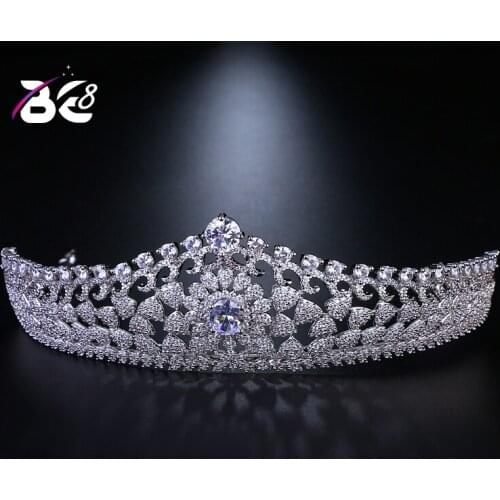 Be 8 Flower Shape Crowns Paved Full Cubic Zirconia Tiara Classic Bridal Diadema Wedding Hair Accessories Coroa Noiva H067