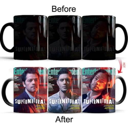 Creative 350ml Supernatural Magic Coffee Mug Sam,Dean, Castiel Hot Heat Color Changing Ceramic Tea Cup Best Gift For Your Friend