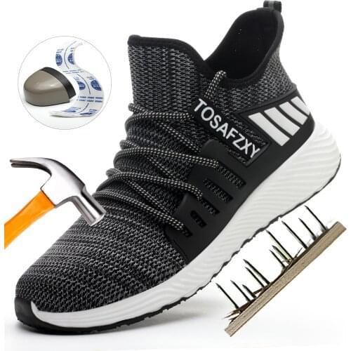 TOSAFZXY Safety Shoes Men Women Puncture Proof Sneakers Slip-Resistant Breathable Lightweight Safety Work Boots