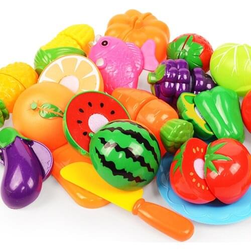 Children Kitchen Pretend Play Toys Fruits and Vegetables Cutting Miniature Play Food Toys for Dolls Educational Girls Toys