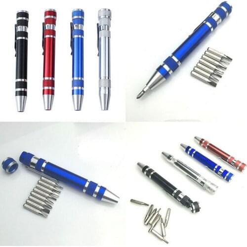 Multifunction 8 In 1 Mini Aluminum Precision Pen Screw Driver Screwdriver Set Repair Tools Kit for Cell Phone Hand tool Set