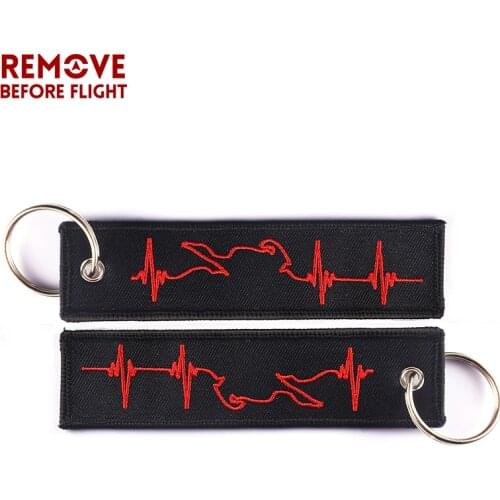 20 PCS Fashion Motorcycles Heartbeat Keychain for and Cars OEM Key Chains Embroidery Key Fobs Jewelry Fashionable Chain Keychain