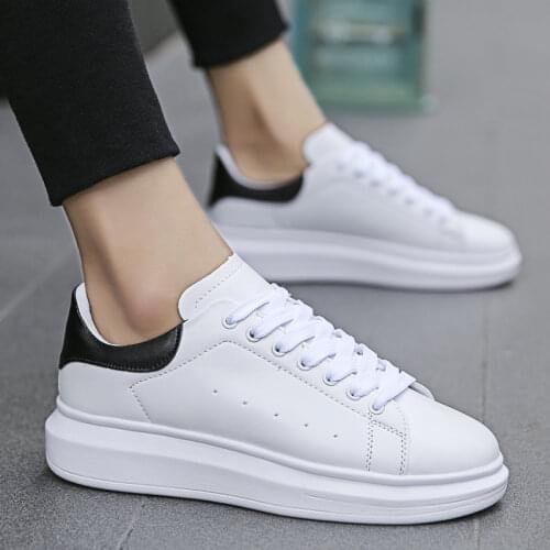 Size 38-44 Men Casual Shoes 2020 Autumn Men Sneakers Fashion Breathable PU Leather Platform White Men Shoes Soft Footwears AC-24