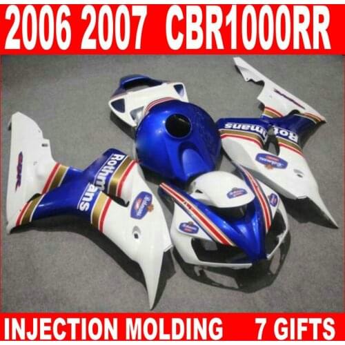 Motorcycle fairing kit for Honda CBR1000RR 06 07 white blue injection mold fairings set CBR1000RR 2006 2007 RA12