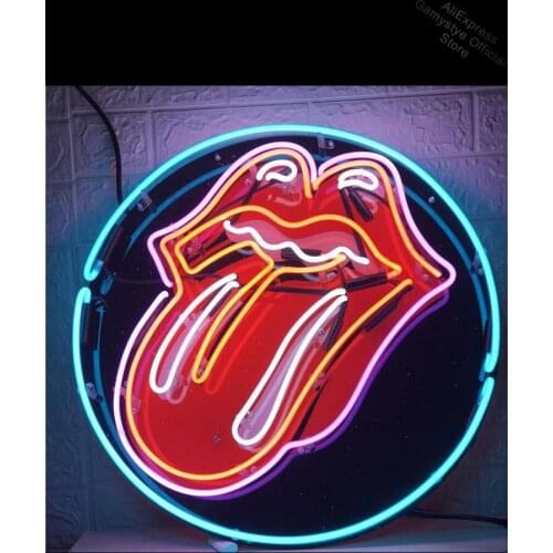 Neon Sign For tongue rock roll Lamp glass tubes resterant decorate light Store Wall Displays Natural Light Beer Coors Light Neon