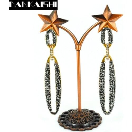 DANKAISHI New Brand Women Designer Jewelry Long Dangle Earrings Dense Setting Rhinestones Drop Fashion Earrings Woman Wedding