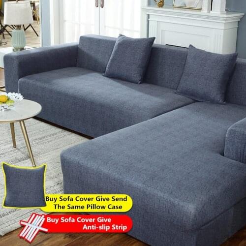 New solid color corner sofa cover for living room elastic spandex slipcovers couch cover stretch sofa towel L shape need buy 2pc