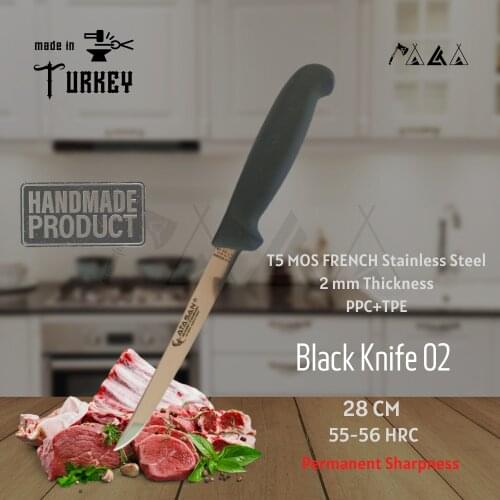 ATASAN Gold Series Black Knife 02 Kitchen Knives Handmade High Quality Professional Stainless Steel Steak Meat Knife Turkish