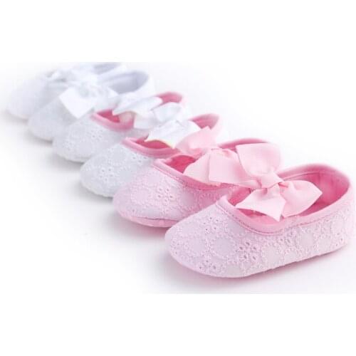 Newborn Baby Girls Crib Shoes Lace Flower Princess Shoes Soft Sole Anti-Slip Toddler Shoes Baby Casual Shoes Prewalker 0-6M