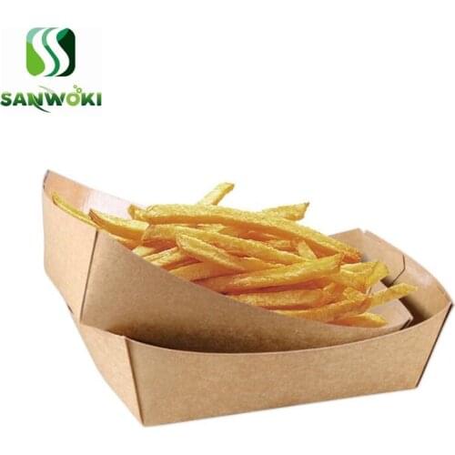 1200pcs Disposable French fries container box kraft paper Anti-Oil Take Away Box chicken rice packing box fast food package box