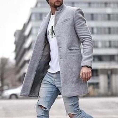 Autumn Winter 2020 Fashion Wool Coat Men Plus Size Outwear Black Warm Mens Long Blazer Coats Office Overcoat Tailored Coats 4XL