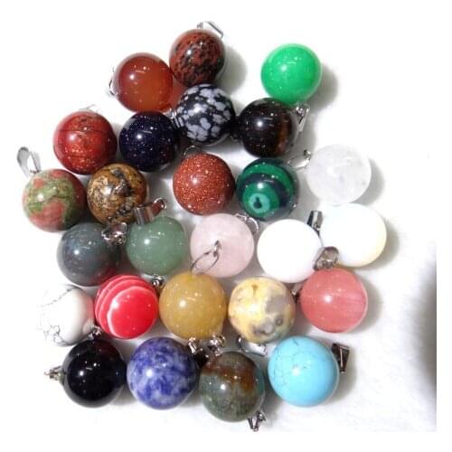 Natural Stone Quartz Crystal tiger eye Opalite Unakite Mix Onyx Charms pendant Ball Pendants For diy Jewelry Making necklace