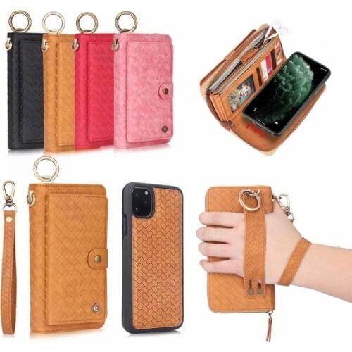 Weave PU Leather Cover For Apple iPhone Case 11 Pro Max XR XS Max Multi Card Holders Card Wallet clip For iPhone 6 7 8 Plus