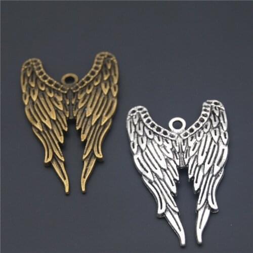 5pcs 2 Colors Alloy Angel Wings Charms Handmade Charms Pendants Jewelry Findings 23x30mm A90/A299