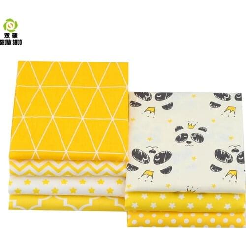 Shuanshuo Yellow Series Cotton Patchwork Fabric Fat Quarter Bundles Fabric For Sewing Doll Cloths 40*50cm 35pcs/lot