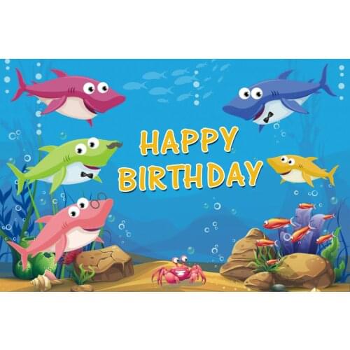 Blue Underwater World Shark Photo Session Baby Birthday Photography Background Customize Photographic Backdrop For Studio Shoot