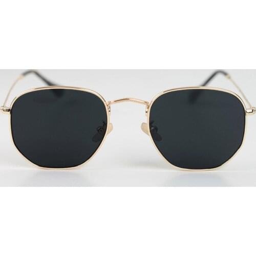 Unisex Gold Pentagon Gold Vintage Sunglasses