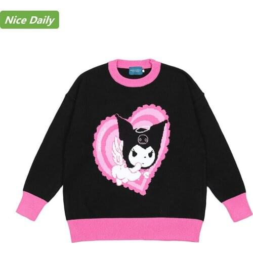 NiceDaily Autumn Winter Harajuku Style Girl Japanese Little Devil Cartoon Anime Sweater Women Loose Casual Trend Couple Sweater